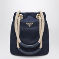 Prada Mariner Small Bucket Bag In Baltic Blue Re-Nylon Women