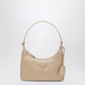 Prada Mini Re-Edition 2005 Bag In Camel Re-Nylon And Saffiano Women
