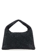 Bottega Veneta Women Dark Grey Suede Small Hop Shoulder Bag