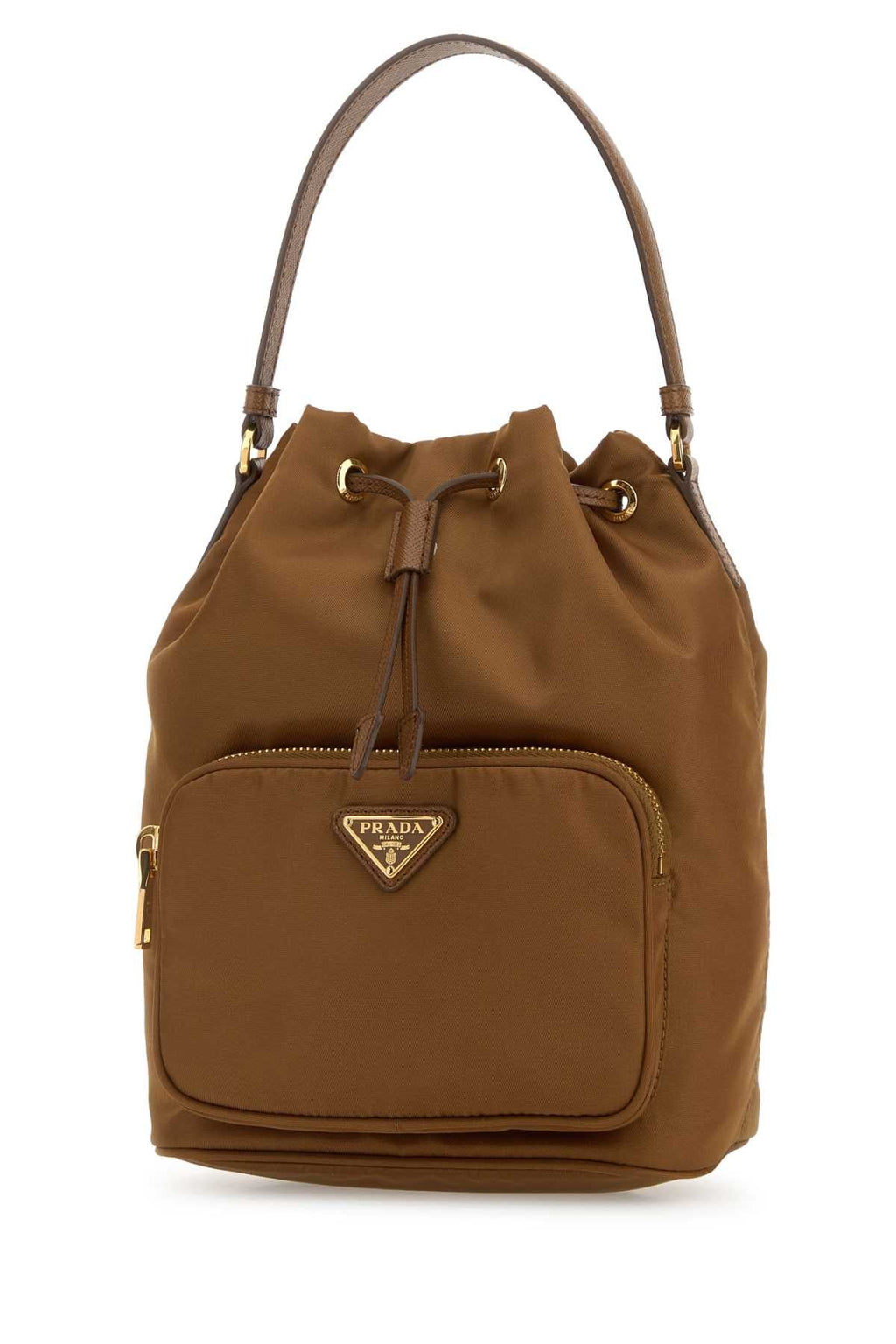 Prada Women Caramel Re-Nylon Duet Bucket Bag