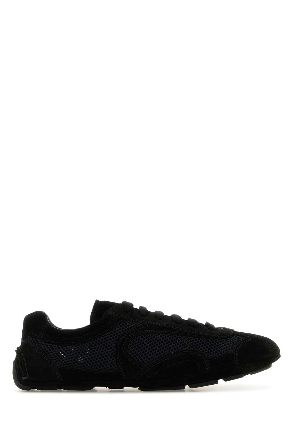 Prada Women Black Suede And Mesh Montecarlo Sneakers