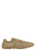 Prada Women Beige Suede And Mesh Montecarlo Sneakers