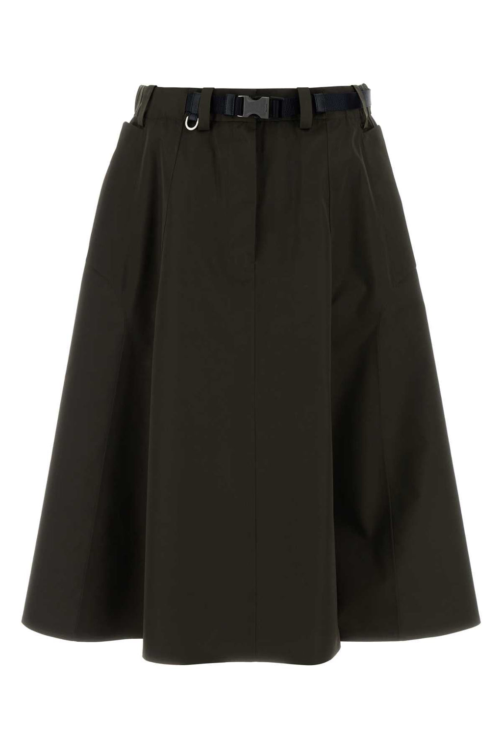 Prada Women Army Green Tech Fabric Skirt