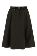 Prada Women Army Green Tech Fabric Skirt