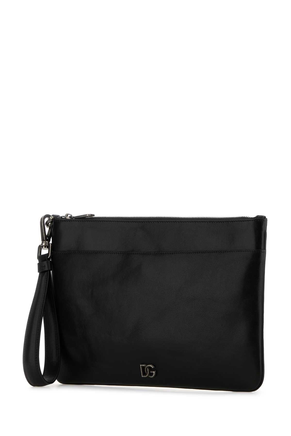 Dolce & Gabbana Men Black Leather Clutch