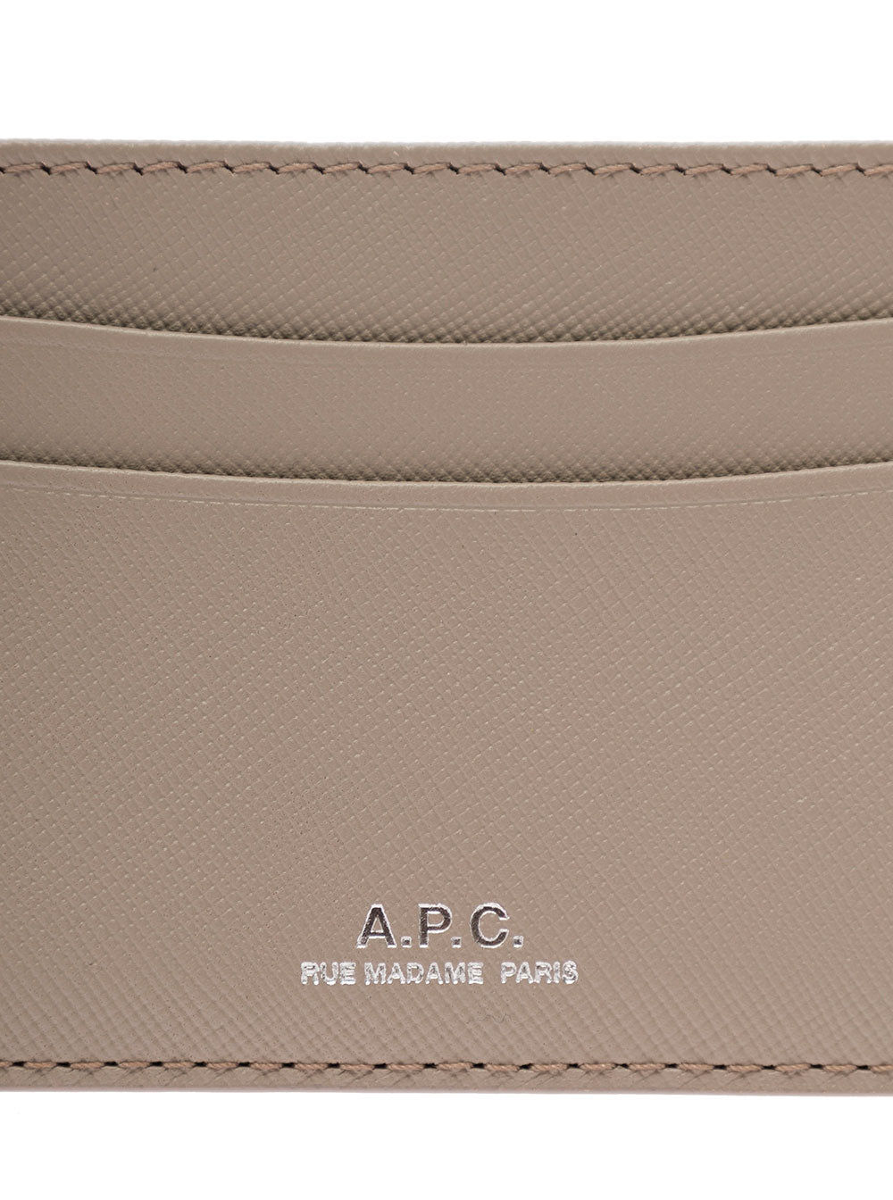 A.P.C. Men Grey Card Holder With Logo In Hammered Leather Woman