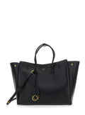 Balenciaga Women 'Hampton Medium' Black Handbag With Embossed Logo On The Front And Removable Key Ring In Leather Woman