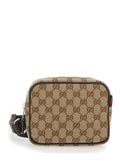 Gucci Men Beige Shoulder Bag With Gg All-Over Motif And Removable Shoulder Strap In Canvas Man