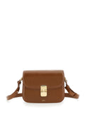A.P.C. Women 'Grance' Brown Small Crossbody Bag Wirh Embossed Logo Lettering On The Front And Adjustable Shoulder Strap In Hammered Leather Woman