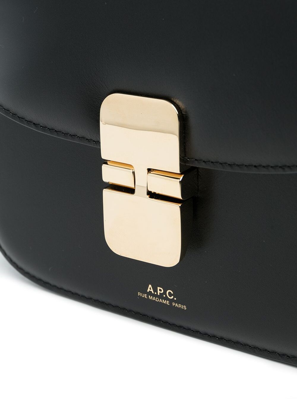 A.P.C. Women 'Grace' Black Mini Crossbody Bag With Adjustable Shoulder Strap And Embossed Logo Lettering On The Front In Leather Woman