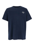 A.P.C. Women Blue Crewneck T-Shirt With Logo Embroidered On The Front In Cotton Woman