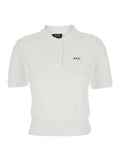 A.P.C. Women 'Oceane' White Polo Shirt With Classic Collar And Logo Embroidery On The Front In Cotton Woman