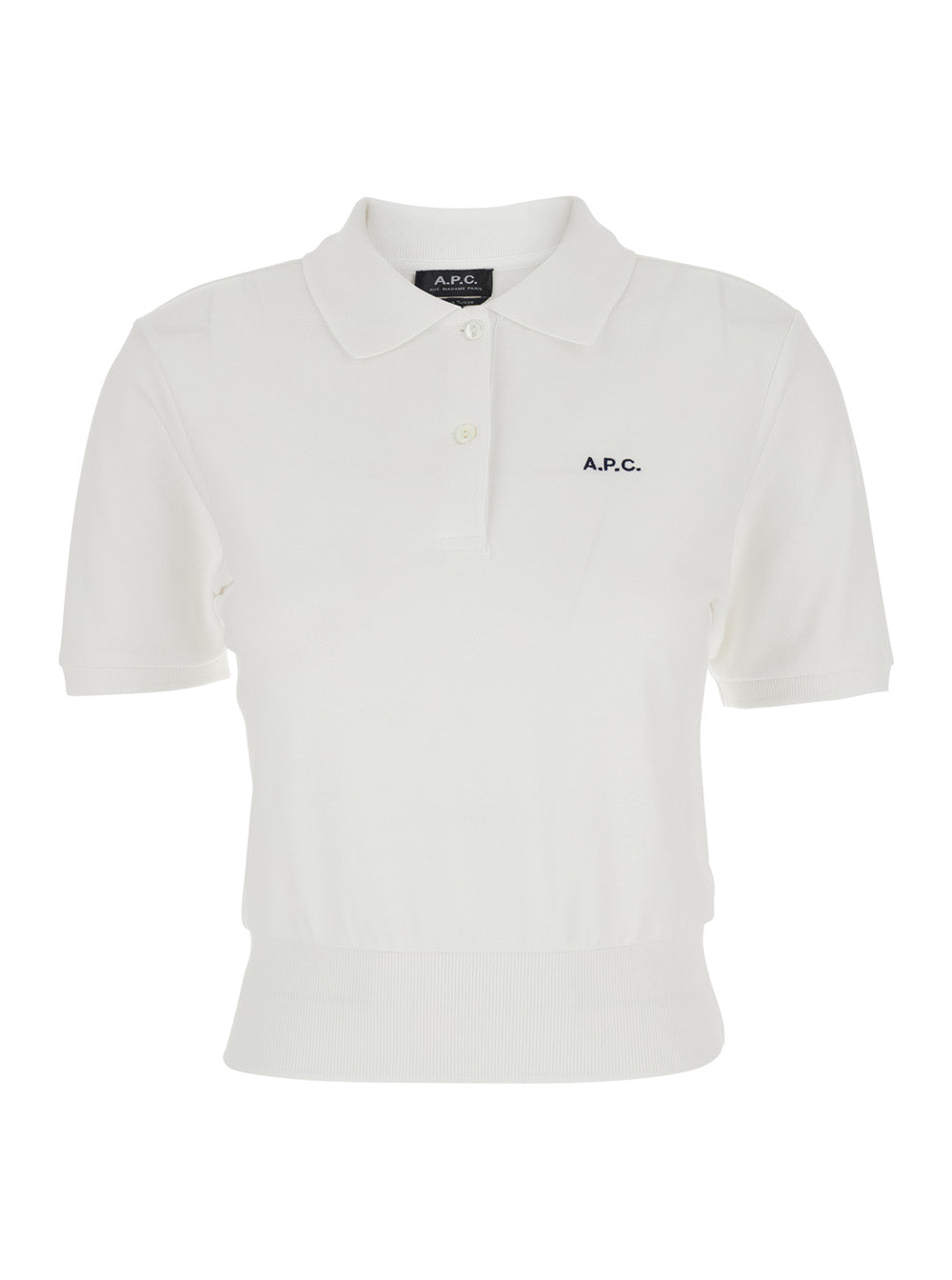 A.P.C. Women 'Oceane' White Polo Shirt With Classic Collar And Logo Embroidery On The Front In Cotton Woman