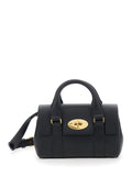 Mulberry Women 'Bayswater Mini' Black Handbag With Twist Lock In Hammered Leather Woman