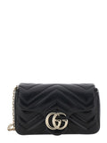 Gucci Women 'Ophidia' Black Mini Bag With Chain-Link Shoulder Strap And Gg Plaque On The Front In Leather Woman