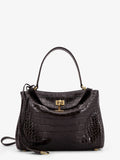 Balenciaga Women Rodeo Leather Shoulder Bag With Croco Effect