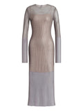 Alberta Ferretti Women Crystals Net Midi Dress