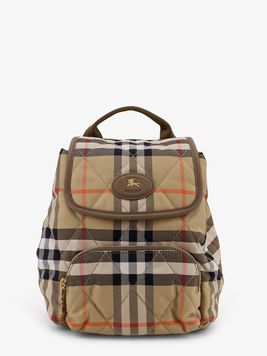 Burberry Women Horseshoe Check Nylon Backpack