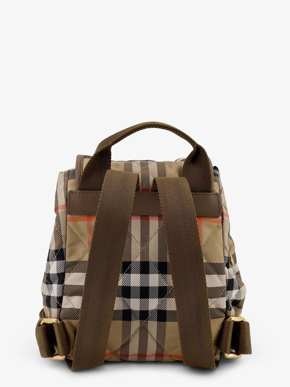 Burberry Women Horseshoe Check Nylon Backpack