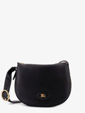Burberry Women Hammered Leather Crossbody Bag With Logo Patch