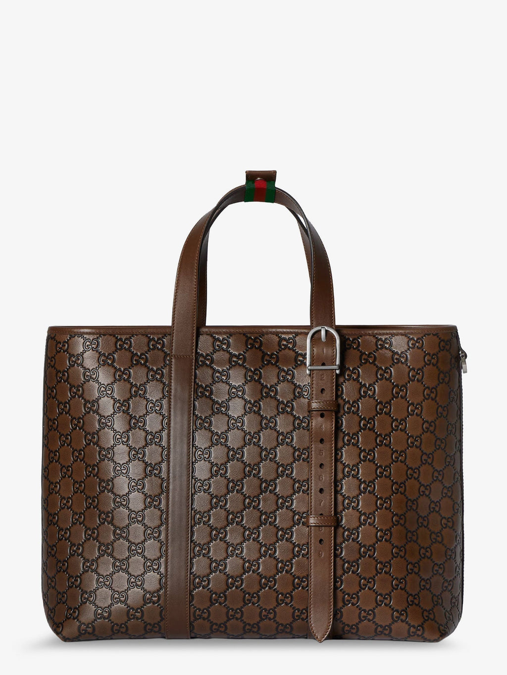 Gucci Men Gg Emblem Leather Shopping Bag
