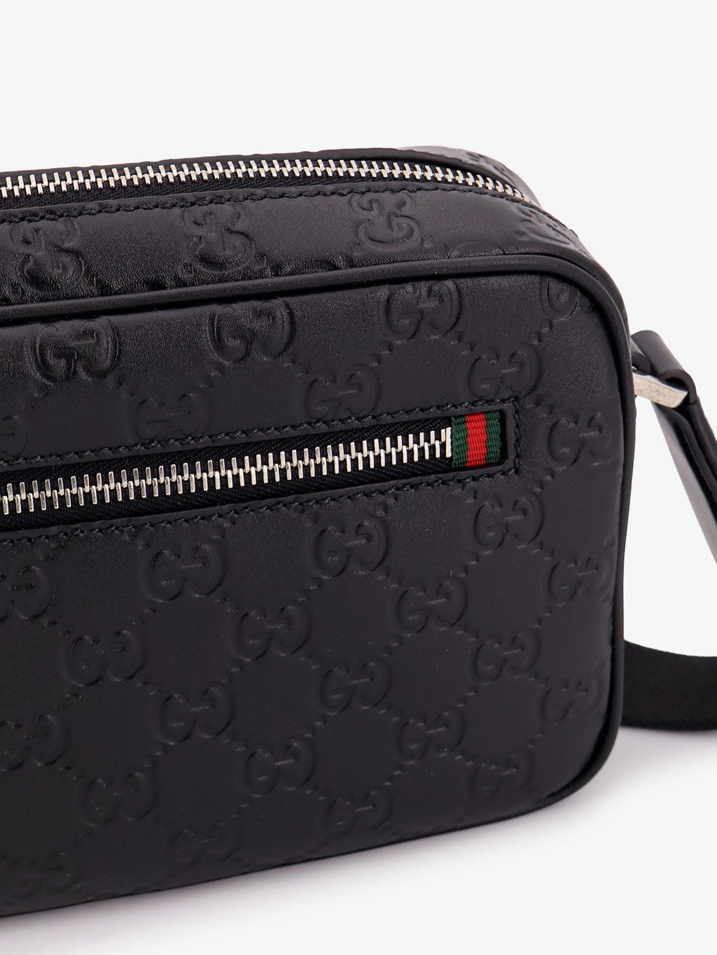 Gucci Men Gg Emblem Leather Crossbody Bag