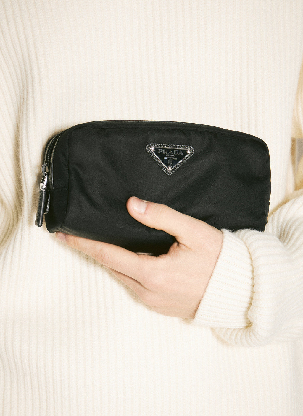 Prada Men Re-Nylon And Saffiano Leather Cosmetic Case